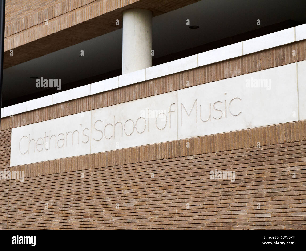 Chetham`s School of Music carved in stone sign Manchester UK Stock Photo